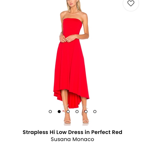 Strapless Hi Low Dress in Perfect Red - Picture 3 of 3